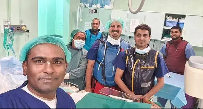 From left: Technician Ambika Nand, nurse Luisa Ana, nurse Ashwin Prasad, Dr Shahin Nusair, Dr Bharatvansh Bali and nurse Amarjeet Singh. Photo: Ambika Nand