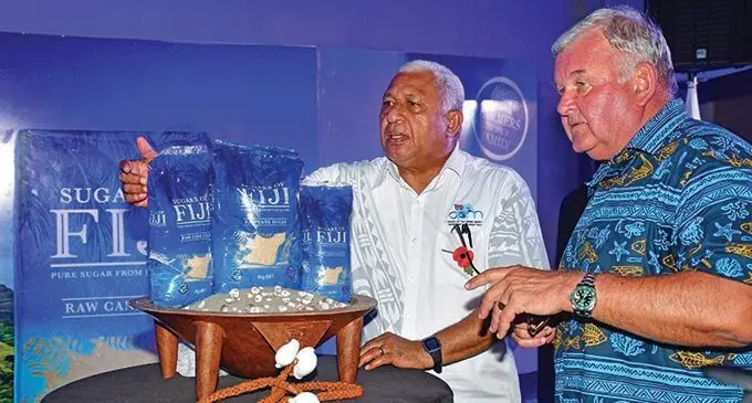 Prime Minister Voreqe Bainimarama and Fiji Sugar Corporation CEO Graham Clarke.  Photo: Charles Chambers
