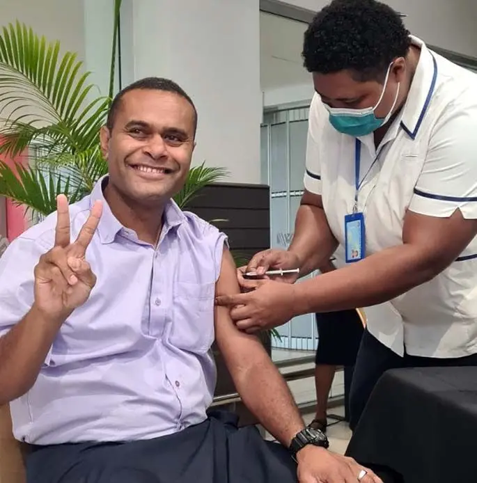 Dr Mara became the first person to get vaccinated with the AstraZeneca COVID-19 vaccine in Fiji.