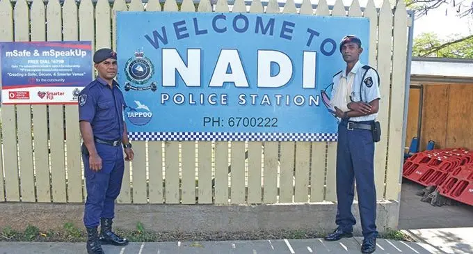 Special Constable Sekove Ravoka and Constable Vineshwan Mudliar back at work in Nadi on May 30, 2020.  Photo: Mereleki Nai