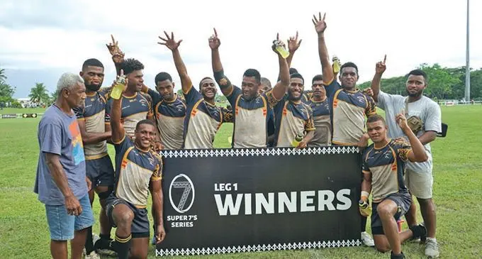 Super 7s Series, Shield Champions, Dominion Brothers celebrate their win at Lawaqa Park, Sigatoka, on January 23, 2021. Photo: Leon Lord