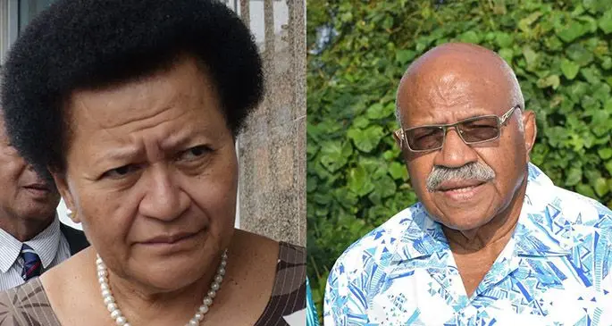 Opposition member of Parliament Adi Litia Qionibaravi and Leader of Opposition Sitiveni Rabuka. 