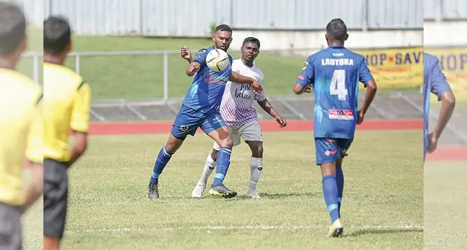 Samuela Gavo of Lautoka in control against Rifle Range during the Sangam IDC on April 18, 2022. Photo: Shivneel Narayan 