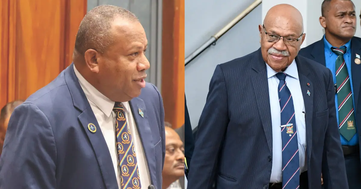 Opposition leader Inia Seruiratu and Prime Minister Sitiveni Rabuka.