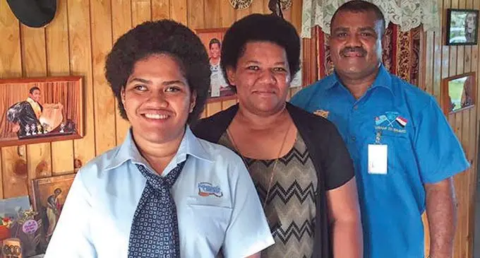 Nina Tuwere with her parents Sereana and Ilaitia Tuwere.