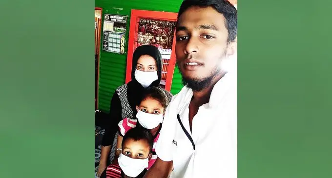 Mohammed Rizwan with his wife and children at their home in Soasoa, Labasa, on May 4, 2020. 