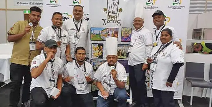 Team Sheraton with Team Fiji with their medals. Photo: Waisea Nasokia