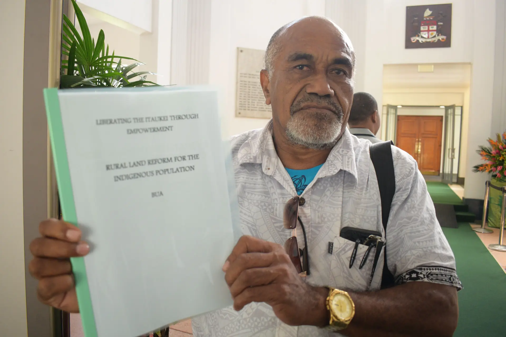 Ropate Sivo outside  Parliament on April 1, 2019. Photo: Ronald Kumar.