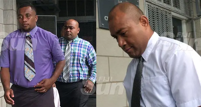 Benedito Bolabiu and Lasaro Turagadrau outside the High Court in Suva on December 5, 2019. Photos: Ashna Kumar 