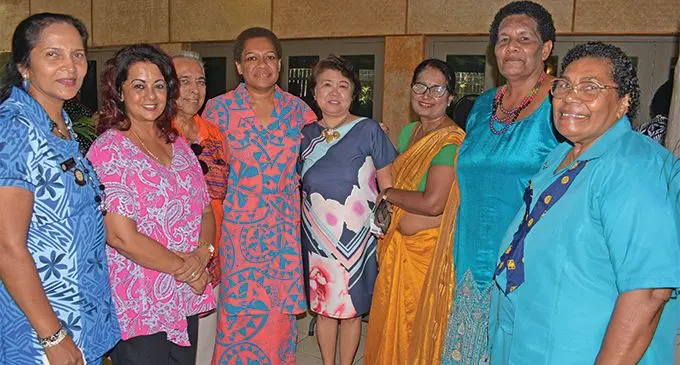 From left: Veena Sharma , Nadira Moti, Raymond Moti, Minister for Women, Children and Poverty Alleviation Mereseini Vuniwaqa, Dr. Maria Doton, Prabha Nair, Taufa Ratutu and Keleni Bola during the Ministerial Forum at Novotel Suva Lami Bay on March 6, 2019 as a build up to the International Women’s Day. Photo: Ronald Kumar