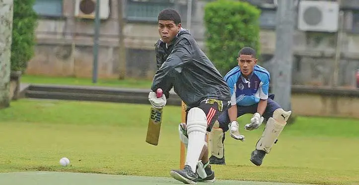 Action from the Queen Victoria School versus Lami High School during the Fiji Secondary School cricket competition at Albert Park on June 14, 2023. Photo: Ronald Kumar. 