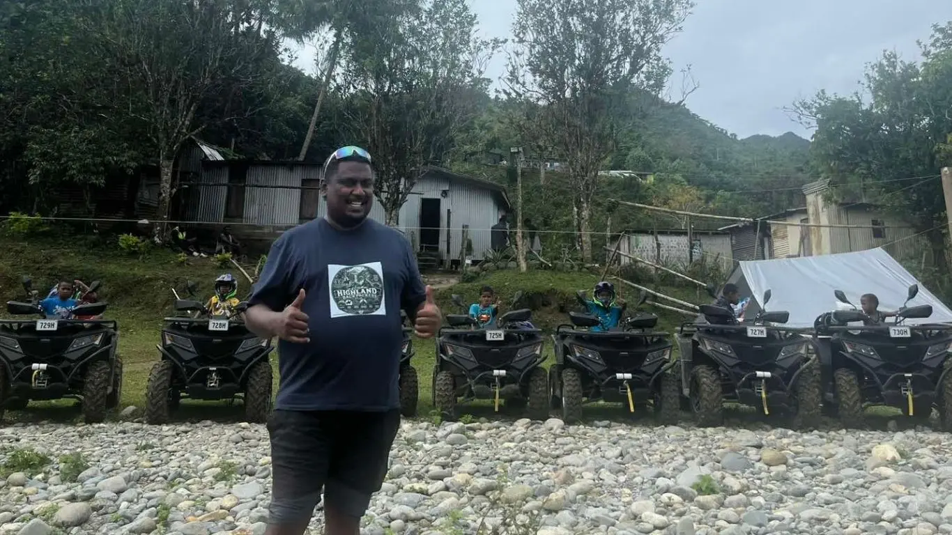 Echo Highland Backpackers Pte Ltd owner Vilise Naboro with the new quad bikes at the background.
