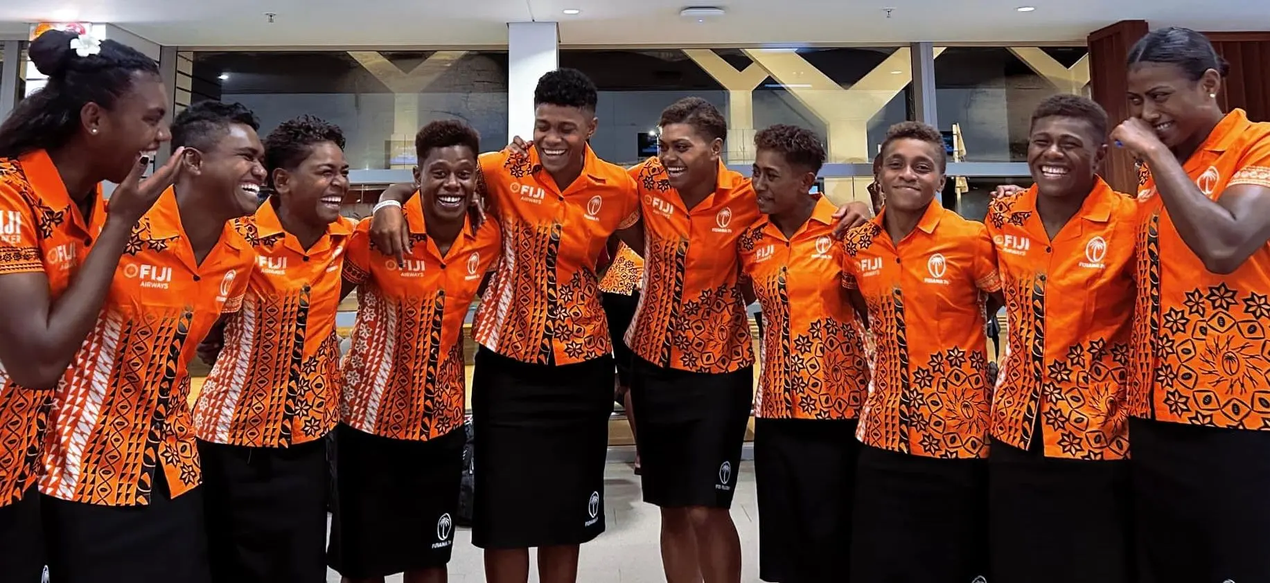 Fiji Airways Fijiana sevens women’s team at the Nadi International Airport on February 14, 2025. Photo: FRU Media.
