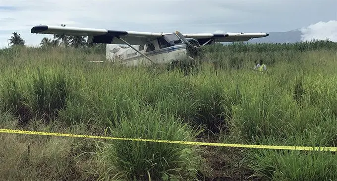 The Turtle Airways plane landed in a cane field in Saweni near Lautoka. Photo: Avinesh Gopal.