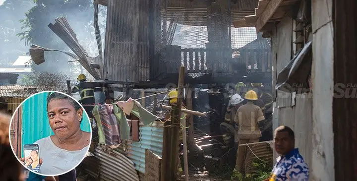 Ana Rokomuri, still mourns the loss of a dear friend Miriama Radinikuva (INSET). Meanwhile, police are waiting for a report from the National Fire Authority to determine the cause of the blaze on Sunday at Veiquwawa, Raiwaqa. Photos: Sosiveta Korobiau / Leon Lord