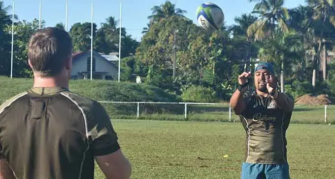Australia A hooker Feleti Kaitu’u works on his lineout throws during training at Nadi on July 14, 2022. Kaitu’u captained Wester Force in this year’s Super Rugby Pacific competition. The 27-year-old has played three Test matches for the Wallabies. Photo: Waisea Nasokia.