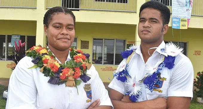 Maharishi Sanatan College head girl Mere Vakacoa and head boy Immanuel Ledua.  Photo: Mereleki Nai