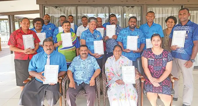 (Second left) Empower Pacific Chief Executive Officer Patrick Morgam with participants of the Psychology First Aid trainng at the Tanoa Waterfront Hotel in Lautoka on June 17,2022.  Photo: Empower Pacific