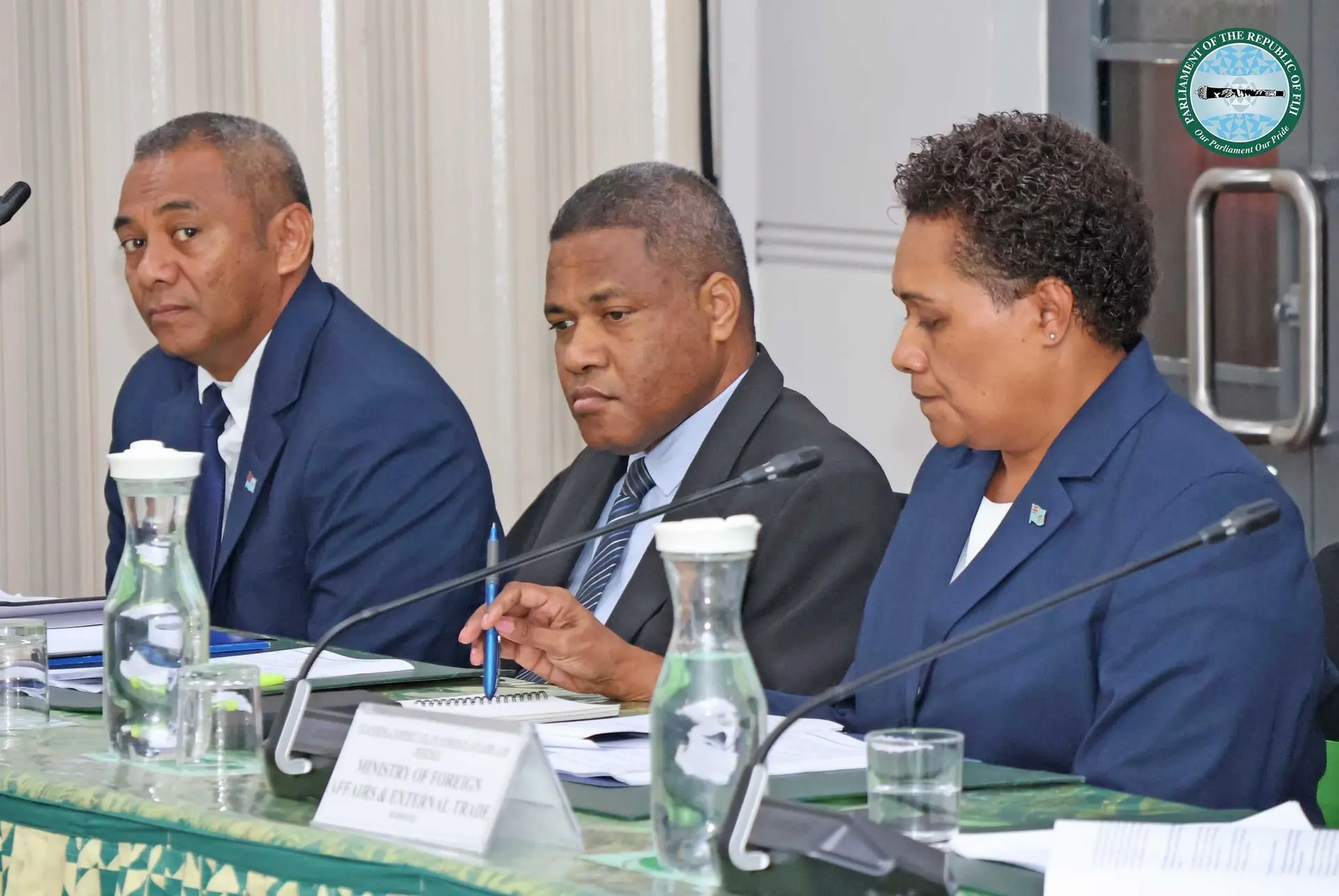 Representatives from the Ministry of Foreign Affairs. From left - Luke Ravusoni, Director Finance, Savenaca Raiwalui, Director Human Resources and Kiti Temo – Chief of Protocol.