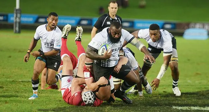 Fiji Airways Flying Fijians prop Peni Ravai on attacks against Canada on August 3, 2019.  