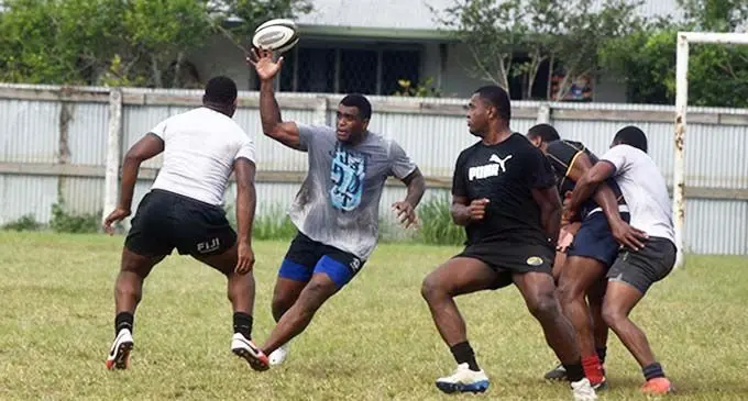 Loose forward Naiqama Salakibulu claims the lineout during the Nadroga rugby team’s training run at Lawaqa Park, Sigatoka on July 20, 2020.  Photo: Waisea Nasokia