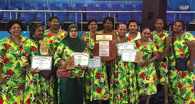 Fifth from left: Roselin Nisha with Lakena Women Centre members after receiving their awards on October 20, 2022. Photo: Sosiveta Korobiau.