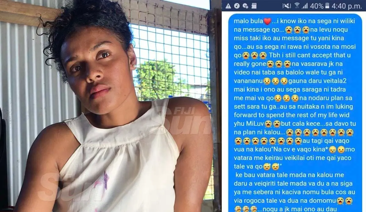 From left to right: Tuliana Tinaimakubuna. Photo: Ivamere Nataro(left) and one of Tuliana’s message to Tua’s Facebook messenger after he disappeared (right).