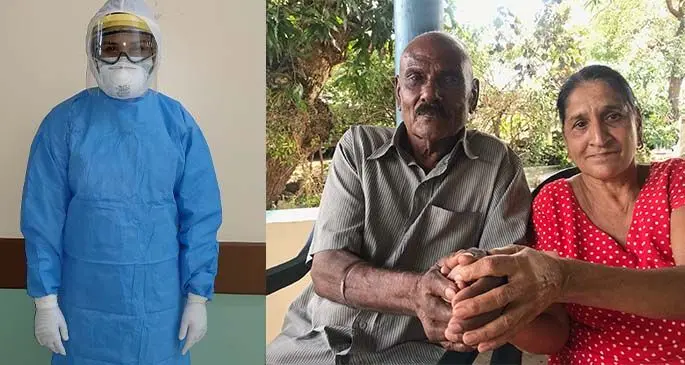 Staff nurse Pratika Singh of Nadi(left) and Kedar Singh and wife Maya Wati at their home in Wailoaloa in Nadi on April 14, 2020. Photo: Waisea Nasokia 