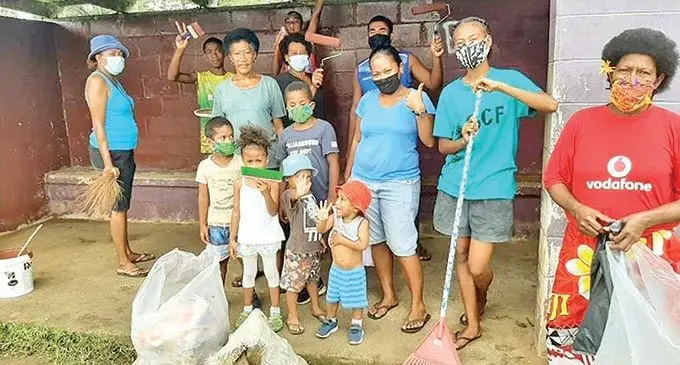 Volunteers after cleaning up Tavualomo- Buca Settlement in Savusavu on July 10, 2021.  
