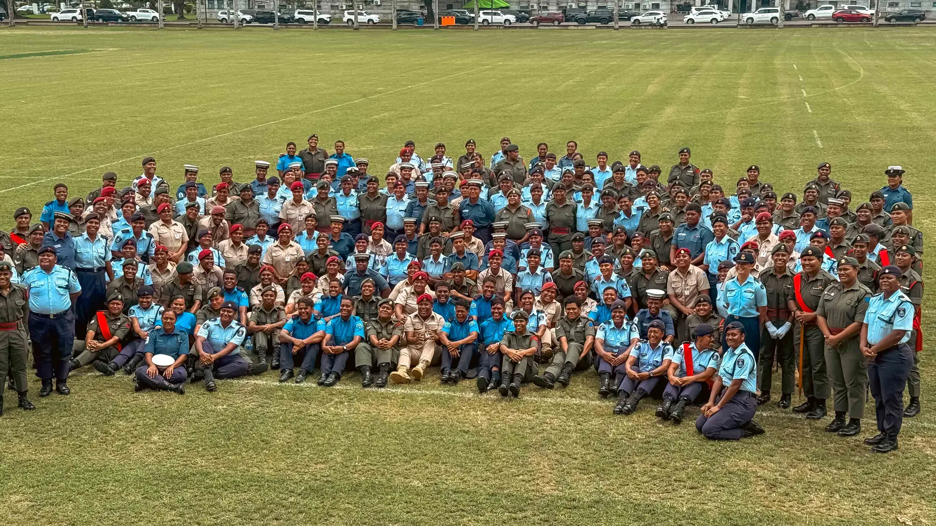 More than 210 women from Fiji’s military, police, corrections and fire services unite for the first combined International Women’s Day parade.