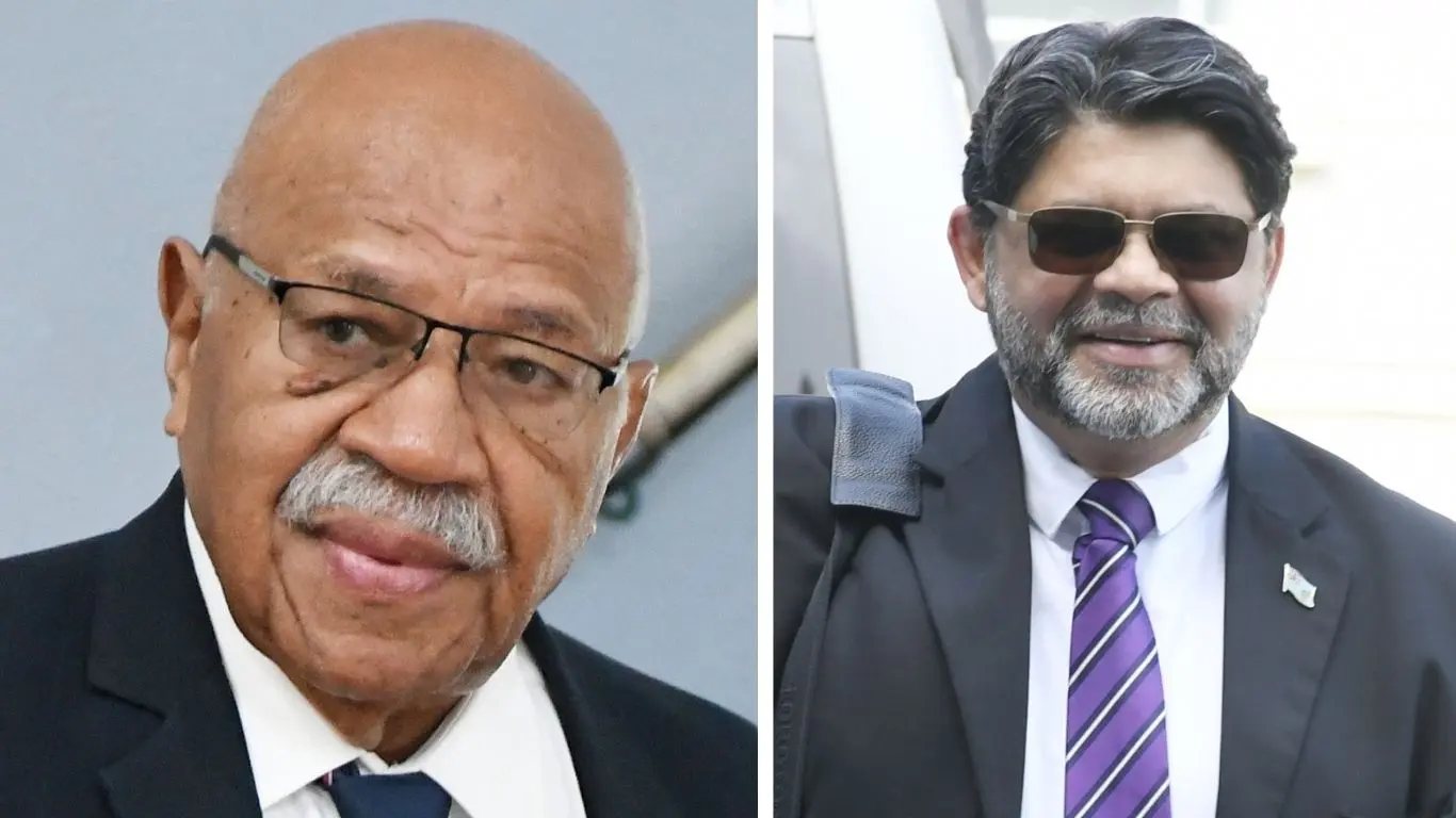 Prime Minister Sitiveni Rabuka (left) and former Attorney-General Aiyaz Sayed-Khaiyum.