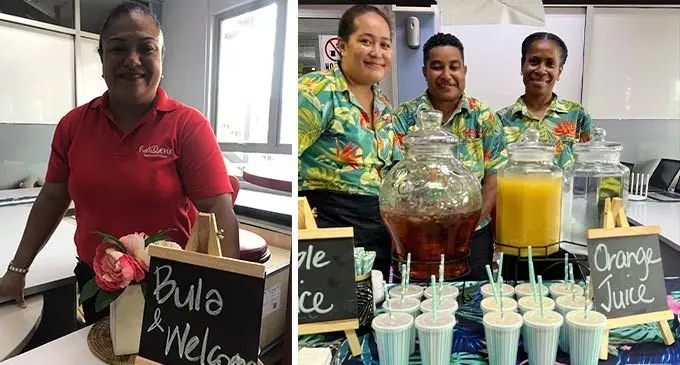 From (L) Felisha Tuiloma and (R) The Rotisserie staff members.