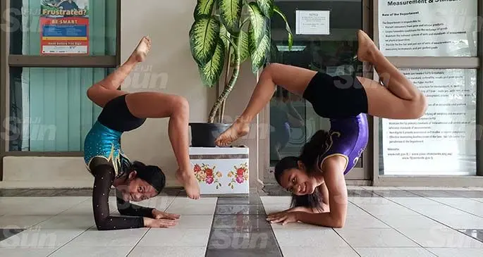 Gymnasts (left-right) Robyn Eastgate and Shammah Titifanue in Lautoka on June 8, 2020. Photo: Nicolette Chambers