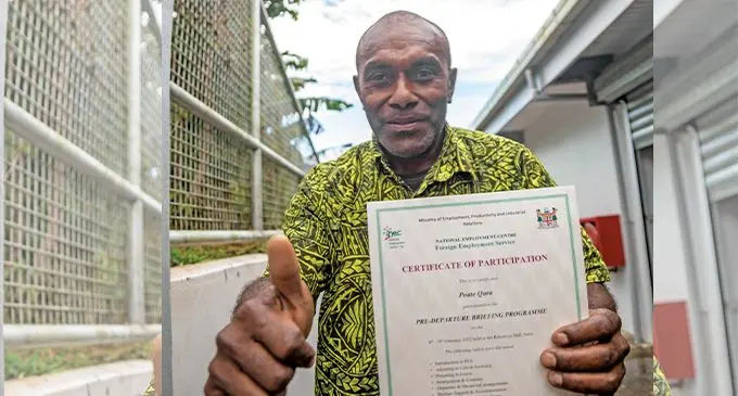 A greatful Poate Qara  after being selected for the Pacififc Labour Scheme on  February 11, 2022. Photo: Leon Lord