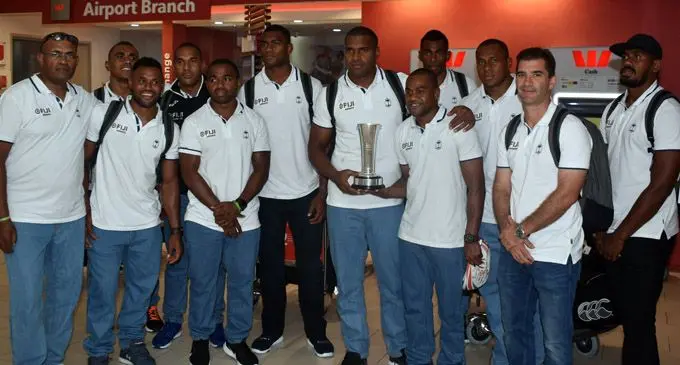 Members of the Fijian Airways Fijian 7s team at the Nadi International Airport on May 2,2018.Photo: Waisea Nasokia