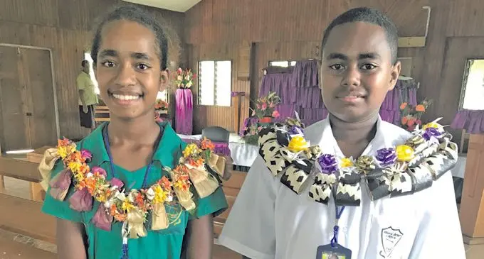Burebasaga District School headgirl Vasemaca Kanasalusalu and headboy Talaiasi Moluvu. Photo: Losirene Lacanivalu