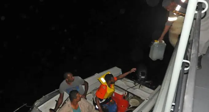 The RFNS Kikau reach the distressed sailors. Photo: FMSRCC