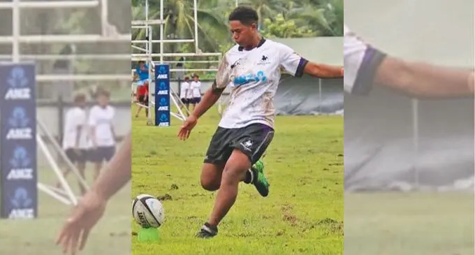 Nadroga’s Merewarita Neivosa kicks a penalty during their clash against Lautoka at Lawaqa Park, Sigatoka, on May 13, 2022.  Photo: FRU Media 