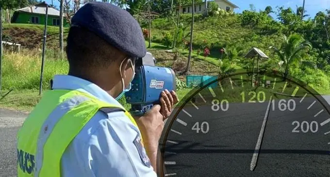 Fiji Police Traffic Officer monitoring vehicle speeds on Fiji roads. File Photo