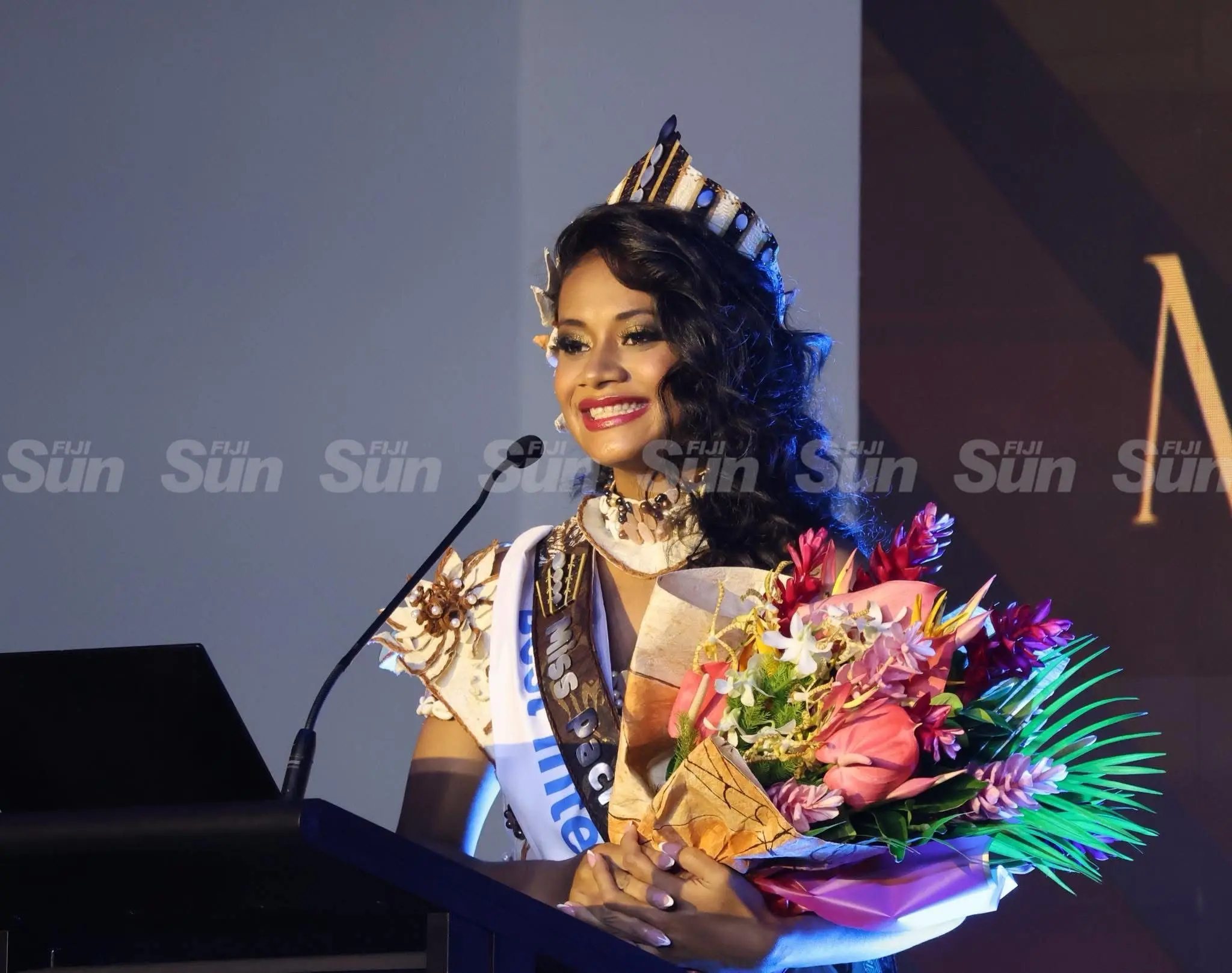 PM Rabuka congratulates Ailava Samuels on Miss Pacific Islands win