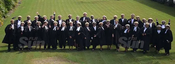 Thirty sevens University of South Pacific Law students  following their admission to the Bar by Acting Chief Justice Kamal Kumar at GPH on August 7, 2020. Photo: Ronald Kumar.