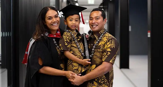 From left: Asenaca Baikirewa with her son, Nicholas Baikirewa, and husband, Saula Baikirewa