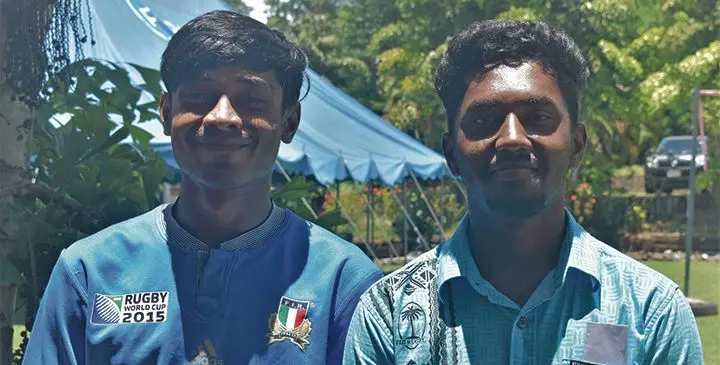 Nathan Narayan (left) and Pranesh Kumar (right) at the Fiji National University orientation day at the Namaka Campus in Nadi on January 30. Photo: Nicolette Chambers