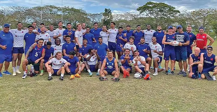 Samoa and France sevens players at Lawaqa Park, Sigatoka, on October 28, 2023. Photo: Manu Samoa Sevens