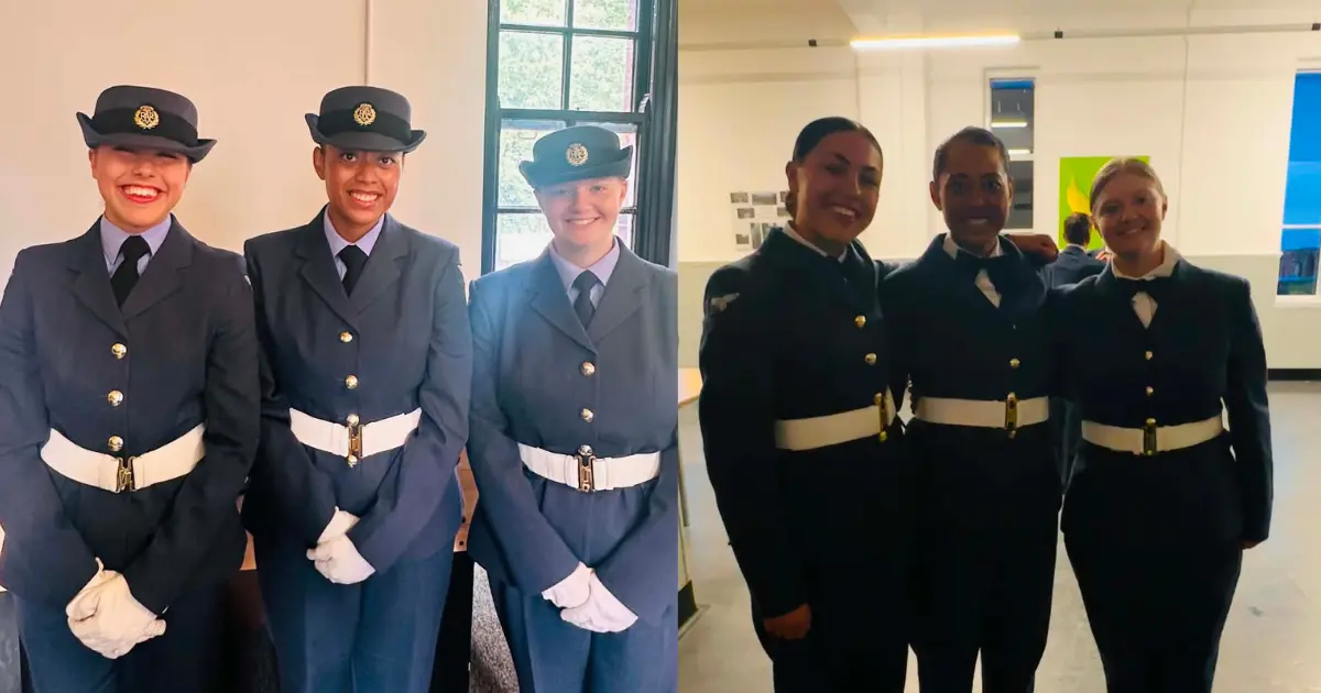  Ledua Sotia Kolinisau (middle) with her fellow colleagues after their passout parade at RAF Halton in Buckinghamshire, England on September 2, 2026.