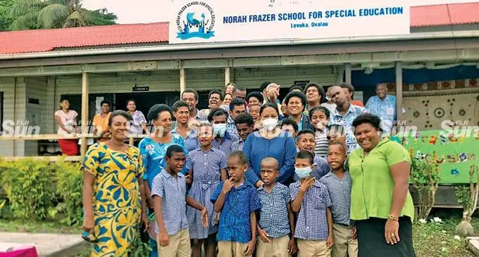 Minister for Education, Heritage and Arts Premila Kumar with students, teachers and parents of the Norah Fraser School for Special Education in Levuka. Photo: Inoke Rabonu