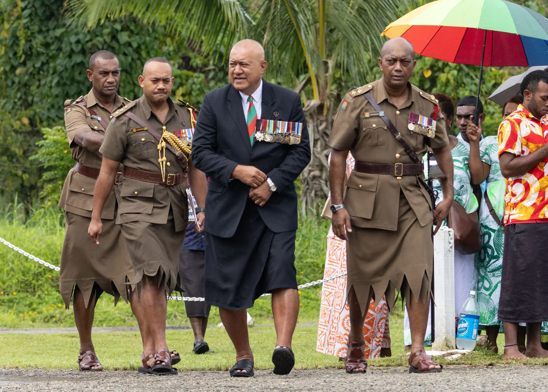 Minister for Policing and Communications, Ioane Naivalurua at the Republic of Fiji Military Forces (RFMF) Basic Recruit Course passing-out parade in Nasinu on December 12, 2025.
