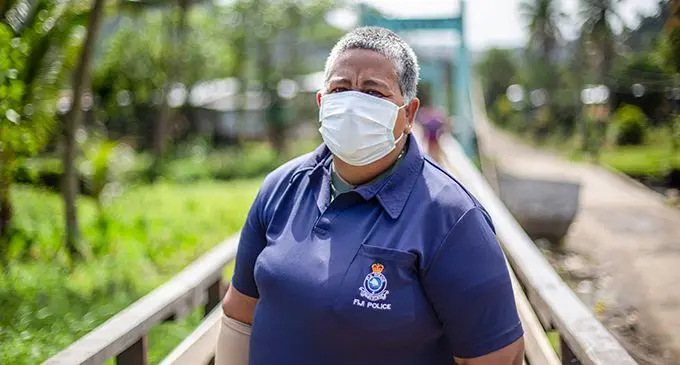 Superintendent of Police Margaret Marshall at Qauia Settlement in Lami on August 26, 2021.  Photo: Leon Lord