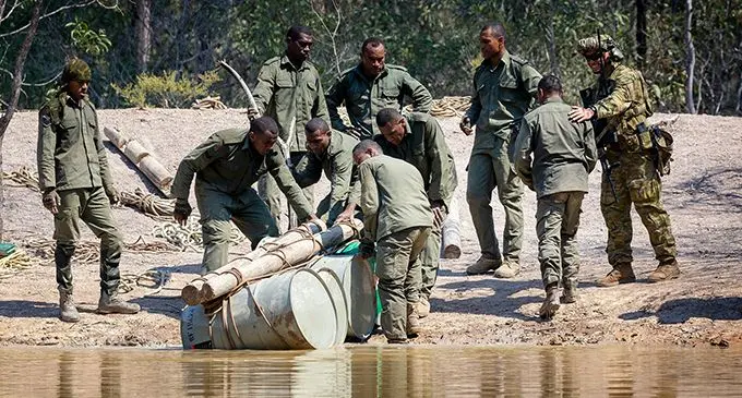 Problem solving challenges were some of the activities in the Exercise Hydra International Military Skills Competition at the  International Military Skills Competition at  Greenbank Training Area, Brisbane.  Photo: 7th Brigade - Australian Army