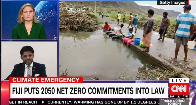 Attorney-General and Minister Responsible for Climate Change Aiyaz Sayed-Khaiyum, being interviewed by CNN’s Hala Gorani.